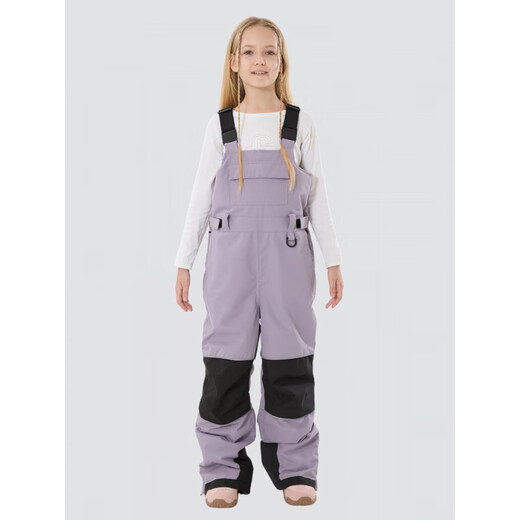 Gsou SNOW new children's overalls winter outdoor sports single and double plate wear-resistant color-blocking windproof and waterproof ski pants for women black 90cm