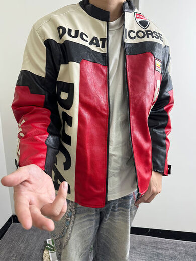 RSGDL Dennis Ducati No. 1 Cycling Suit Leather Jacket Men's and Women's Motorcycle Jacket Motorcycle Racing Suit Red S S