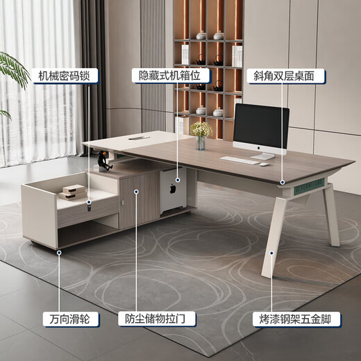 Desk Boss Desk Fashion Office Furniture Modern Simple Office Supervisor Manager Desk and Chair Combination 1.6 Meter Single Table E0 Grade Plate