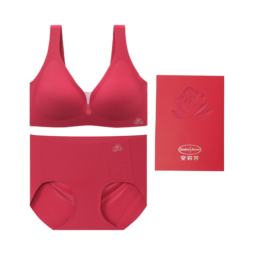 Embry Rose Red Box Red Zodiac Year Vest Underwear Set No Wires Seamless Bra New Year Gift Rose Red ROS XL