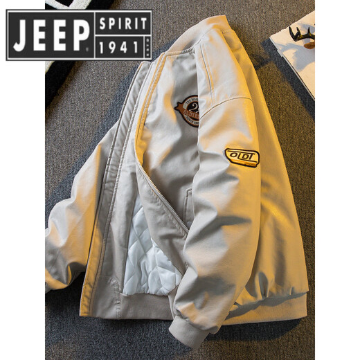 JEEP SPIRIT Jeep American fashion brand PU leather motorcycle cotton jacket men's winter thickened warm baseball jacket cotton jacket black M (100-130Jin Jin equals 0.5 kg)