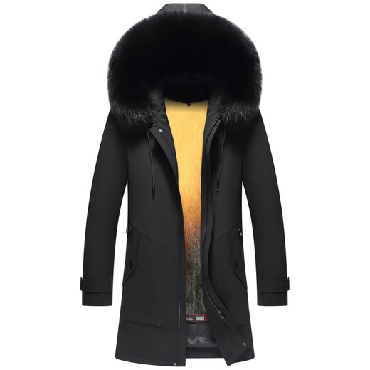 CHEVALPES international first-line brand 2025 new parka men's winter mink liner medium and long fur one-piece mink B style black fox fur collar + gold mink liner M 170 recommended 100-130 Jin Jin equals 0.5 kg