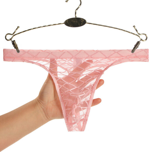 Iosn men's underwear mesh transparent thong sexy soft breathable thin pouch young men's underwear white