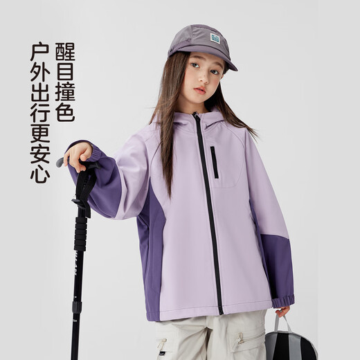 Zuoxi children's clothing girls' assault jacket outdoor clothing 2026 new style children's girls soft shell top trendy purple 160