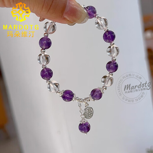 MARDOTG Uruguayan amethyst bracelet for women, white crystal bracelet jewelry, gift for women, 6mm bead diameter