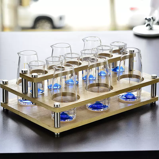 Yusenyi Lanshan crystal glass high-end white wine glass set with scale wine divider and jug set for household light luxury spirits one cup without handle turquoise 1 pot 6 cups