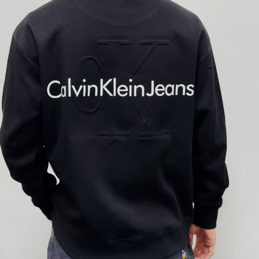 Calvin Klein Jeans embossed long-sleeved 25 printed embroidered new sweatshirt pure cotton loose versatile versatile pullover top for men and women trendy style white M recommended 100-120Jin Jin equals 0.5 kg