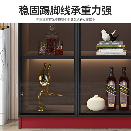 Zhong Zhanggui Wine Cabinet Light Luxury Solid Wood Sideboard Glass Door Display Cabinet Home Integrated Wall Bookcase New Storage Customized Cabinet 40cm Healthy Particle Board Single Door Wine Compartment Model Comes with Sensor Light (Installation Included)