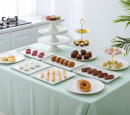 Topology tea break table birthday decoration dessert table display stand ornaments European cold lunch afternoon tea snack tray white gold crown 5-piece set