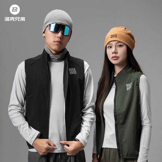 Rock Brothers Windproof Cycling Vest Road Bicycle Fleece Warm Vest Jacket Top Men and Women Autumn and Winter 2XL