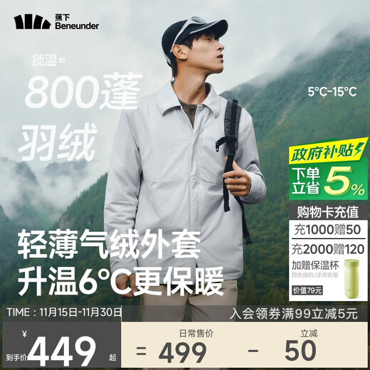 Beneunder Air Fleece Jacket Men's Shirt Jacket Lapel Outdoor Casual Commuting Jacket CL237 Thin Gray Blue XL