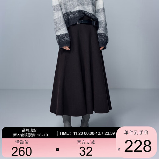 Tricolor Sheep Wool 2025 Winter New Warm Woolen Skirt A-Line Long Skirt for Women