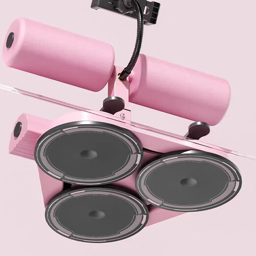 Sit-up assistant double suction cup single suction cup men's and women's fitness equipment sit-ups abdominal muscle training tension rope pink three suction cups - mobile phone holder + counting + pull rope