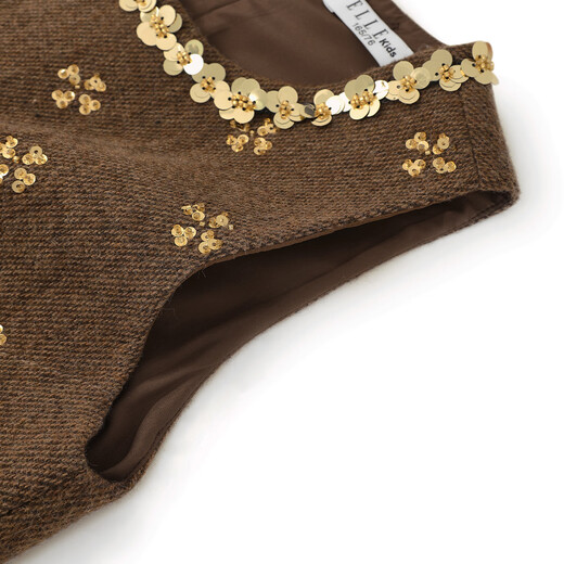 ELLE KIDS children's clothing sequined beaded dress girls winter new retro heavy woolen material vest skirt