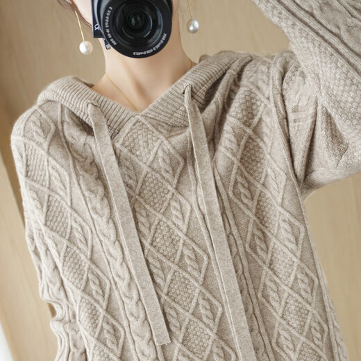 Lanzhi thickened twisted hooded knitted sweatshirt for women Korean style loose casual knitted sweater for women NX890 red one size fits all