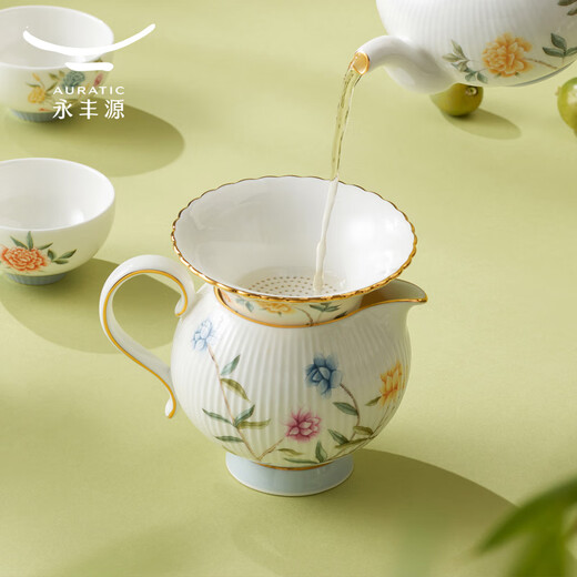 Yongfengyuan (auratic) Moon Time 8/9 ceramic embossed tea set housewarming gift ladies gift box 8 teapot set