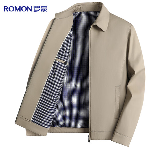 Romon 100% reine Baumwolljacke für Männer mittleren und jungen Menschen Frühlings- und Herbstmäntel für Workwear Casual Revers Daddy Anzug Herrenjacke Hemd