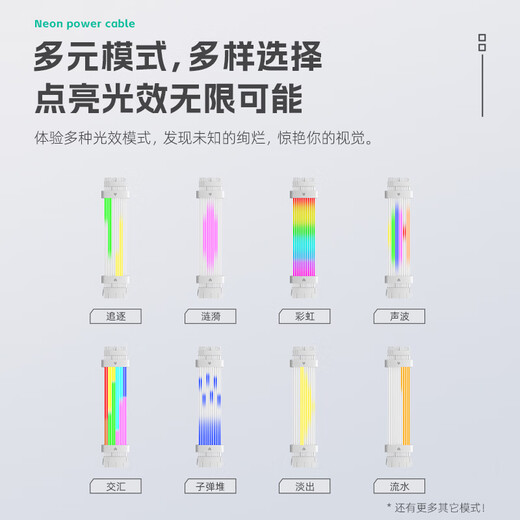 Cool Moon Meteor Shower Light Effect 5V Divine Light Sync Comet Mode 8/16pin third generation graphics card neon cable chassis decoration 24pin computer motherboard power supply extension cable argb neon cable single 8Pin/single 6pin graphics card neon cable white - no controller