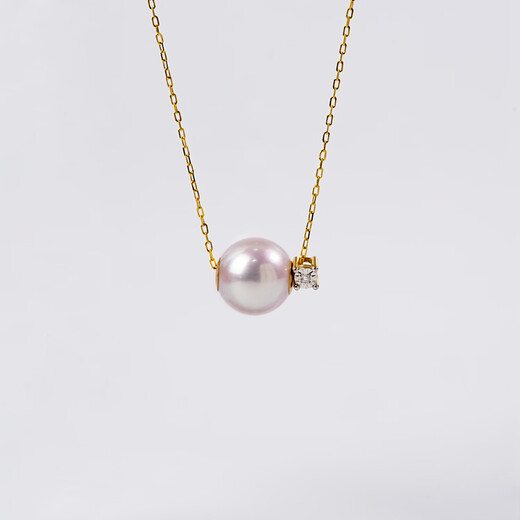 Zun Ding Pearl - Full body 18K gold diamond Chinese south pearl white pearl pendant (including chain) 8-9mm white 8-9mm