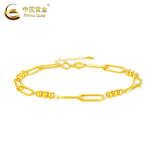 CHINA GOLD 18K Gold Geometric Square Bracelet for Women New Stacked Transfer Valentine's Day Birthday Gift for Girlfriend and Wife 18K Gold Geometric Square Transfer Bead Bracelet About 1g