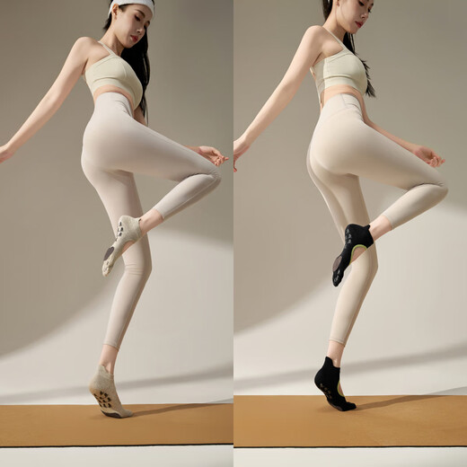 2025 new style cowhide non-slip wear-resistant split toe socks yoga socks for women's Pilates training special five-toe socks gray + black + elegant purple three pairs