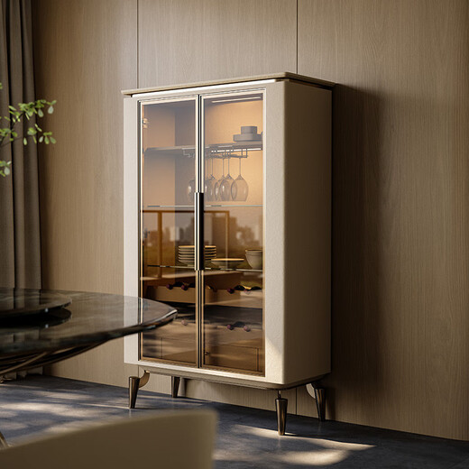 Yusenyi TAZA light luxury minimalist wine cabinet modern new display cabinet villa home dining side cabinet integrated wall high cabinet TAZA -2025 new product-guaranteed double door
