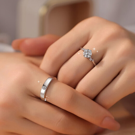 MZMZ Platinum Couple Ring pt950 Platinum Knot Engagement Ring Fashion Diamond Ring Valentine's Day Birthday Gift for Girlfriend Local Warehouse/Next Day Delivery - Light Luxury Star Happy Couple Ring