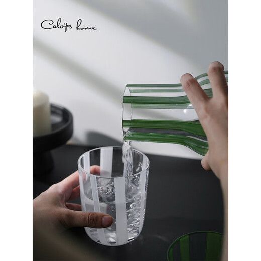 CALOPS (CALOPS) Cupid with jellyfish crystal cold kettle set, lead-free crystal glass juice jug, good-looking and cool (cooling kettle set) salt lake blue (comes with gift box)