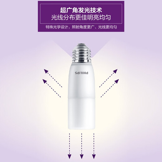 Philips (PHILIPS) led light bulb small size cylindrical energy-saving bulb E27 screw bulb super bright insect-proof high color rendering light bulb 7.5w warm light secondary energy efficiency