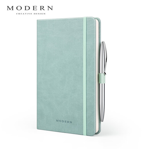 MODERN商务A5笔记本子皮面高档记事本带笔 创意手帐本 时尚会议笔记本子定制文具公司礼品企业刻字 典雅黑