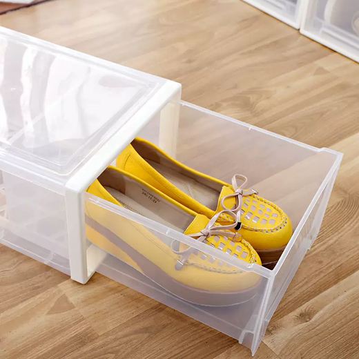 Yusenyi Extraordinary Household Products Shoe Box Drawer-type assembly-free dust-proof transparent plastic thickened men's and women's sneaker storage box can be stacked 2 pieces for men (transparent drawer model) 25.7x36.8x15.7cm
