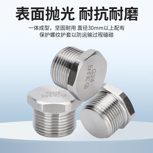EX304 stainless steel solid external hexagon/explosion-proof plug/bulk plug plug DN15DN20/4 points/6 points M63*1.5