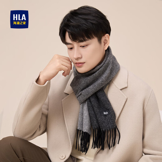 Heilan House Sheep Wool Winter Warm, Windproof and Cold Scarf for Men New Autumn Fashion Scarf for Boyfriend Gift Box, Sky Gray
