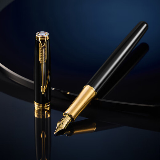 派克（PARKER）钢笔卓尔新款法国进口墨水笔18K金乘风而起礼盒高端轻奢商务送礼生日伴手礼谢师礼定制刻字套装 卓尔纯黑丽雅金夹墨水笔【18K金笔尖·实木礼盒】