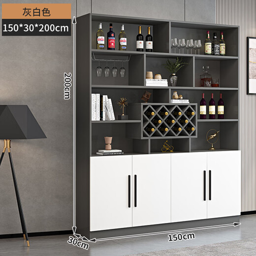 Yusenyi wine cabinet against the wall living room home red wine storage cabinet modern simple wine cabinet sideboard integrated entrance cabinet customization 150*200*30 modern door 4 doors gray white double door