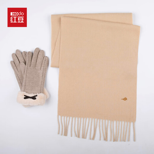 Hodo 100% wool scarf for women plus velvet gloves gift box warm suit New Year's gift for girlfriend's birthday