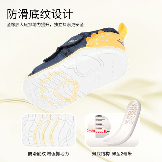 DR KONG Early Toddler Shoes Spring Baby Soft Soled Comfortable Children's Shoes 2B13A1005CM Dark Blue/Yellow 21 Size