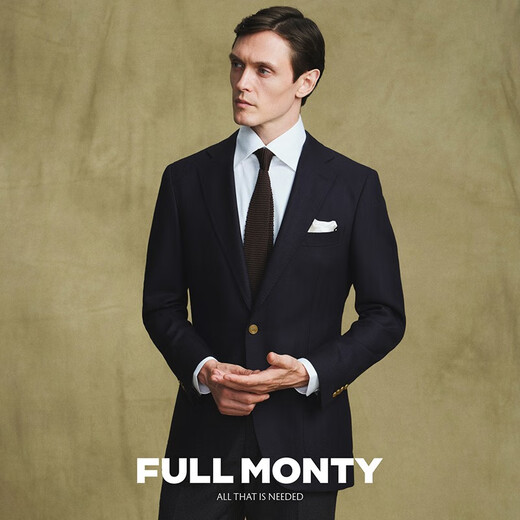 FULL MONTY进口面料西装男士正装商务休闲藏青色羊毛西服外套上衣轻商务单西 藏青色3265 42