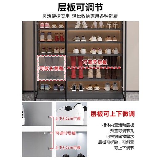 Fully see-through shoe cabinet for home entrance 2026 multi-layer large-capacity entrance cabinet integrated wall storage shoe rack 60*35*80cm 4 layers - thickened gray_ self-installation
