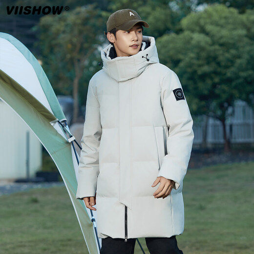 viishow羽绒服加厚中长款保暖加厚休闲时尚情侣90白鸭绒外套男士 黑色 M