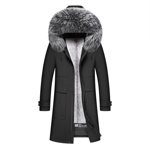 Международный бренд первой линии CHEVALPES, новинка 2025 года, мужская парка на длинной норковой подкладке, интегрированная норковая куртка для мужчин, воротник из черного меха лисы + норковая подкладка M 170