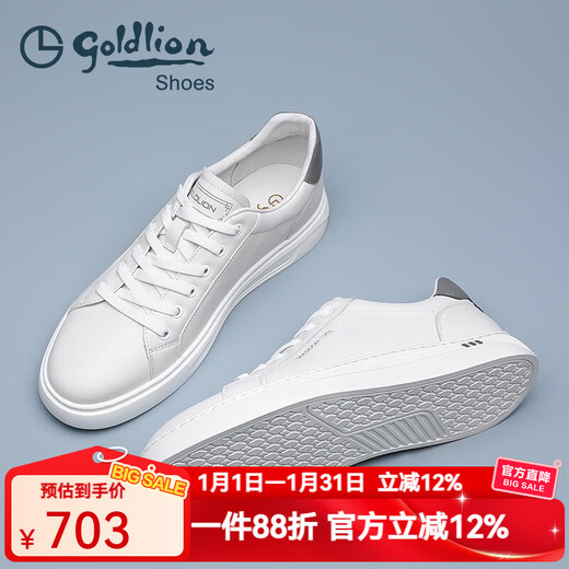 金利来男鞋2025春季款时尚休闲板鞋男轻质简约软底舒适小白鞋男系带男鞋 白色739 40 （欧码，偏大一码）