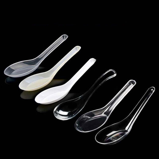 Huanong Jia Huahua Disposable Spoon Transparent Plastic Spoon Rice Spoon Dessert Spoon Takeaway Spoon 2000 Single Pack - Transparent Crystal Spoon 1000