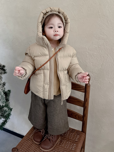BALA is suitable for 2024 new children's short ultra-light thickened down jacket for boys and girls with three-proof combination, pumpkin color (shipped within 48 hours) 90cm