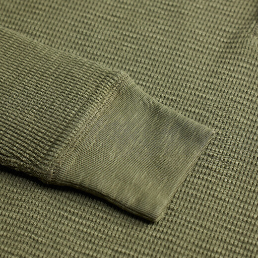 RRL Men's Spring 26 Garment Dyed Waffle Knitted Cotton Henley RL95601 300-Tree Green L