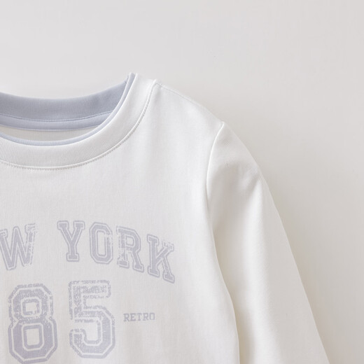 MARC&JANIE American casual girls' fake two-piece pleated T-shirt children's long-sleeved top spring new style 560187 white 110 cm (recommended height 101-110cm)