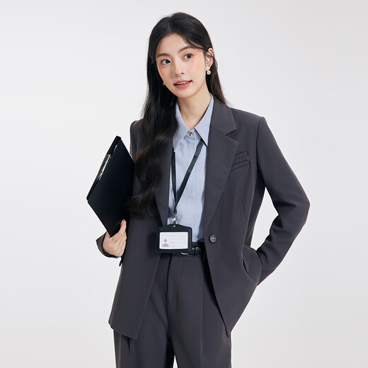 Dajiashi Gray Suit Suit Women's Formal Wear College Teacher Interview Professional Wear Small Ladies Commuting Suit Jacket Gray Suit One Button S Suitable for 90-105 Jin Jin equals 0.5 kg Wearable, True to Size