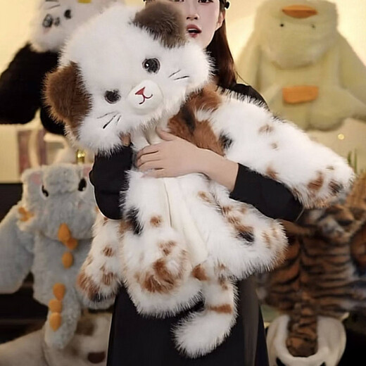 Yaochao calico cat children's coat thickened new winter girls plus plush sweater three colors 100 cm height 90-100CM weight 27-32Jin Jin equals 0.5 kg