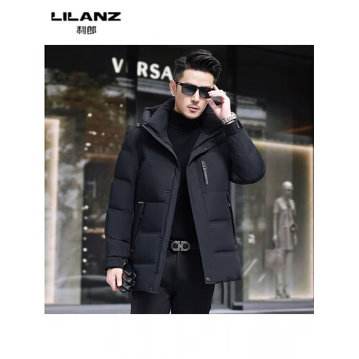 LILANZ Зимняя одежда для папы для молодых и средних лет, белая утиная пуховая куртка с отворотами и капюшоном, корейский пуховик, мужская простая куртка, мужская, зеленая, 2519-съемная подкладка на утином пуху, 14XL (190)