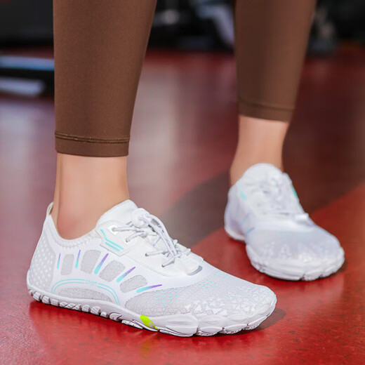 Indoor fitness shoes treadmill skipping shoes special dance aerobics yoga shoes women strength training squat shoes men 502 white *Sports code 42